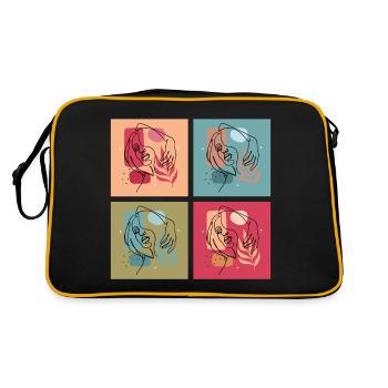 Minimalist Lineart Women Face Art - Retro Bag - black/gold - Back