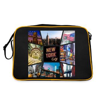 New York City États-Unis Amérique City Skyline Collage - Sac Retro - noir/or - Dos