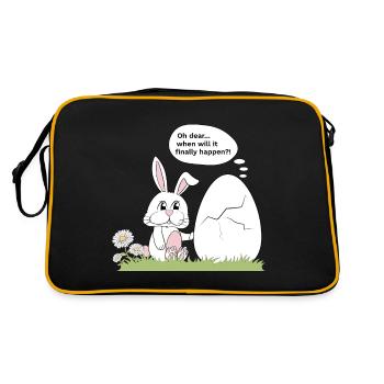 Kaninchen und Ei - Retro Tasche - Schwarz/Gold - Hinten