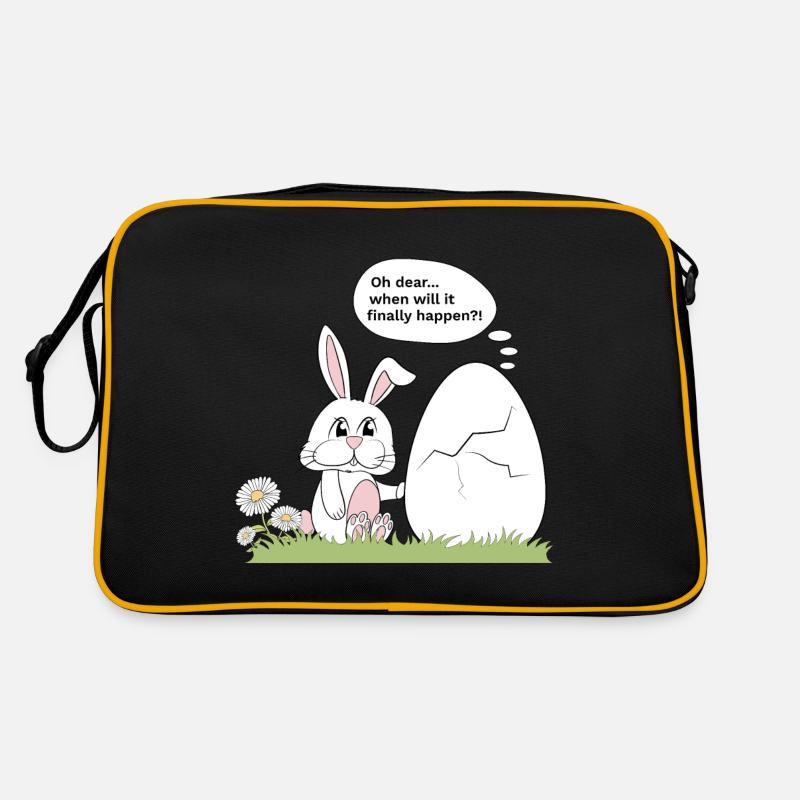 Kaninchen und Ei - Retro Tasche - Schwarz/Gold