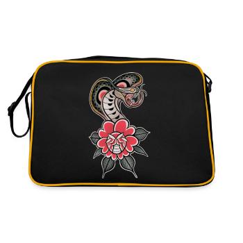 Traditioneller Schlangen-bunter Tattoo-Stil der alten Schule - Retro Tasche - Schwarz/Gold - Hinten