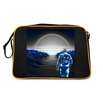 Cyber Sunset Graublau - Futuristisch - Retro Tasche - Schwarz/Gold - Hinten