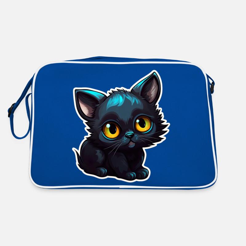 Schwarzes kleines Kätzchen Retro Tasche