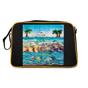 sunny day at sea side - Retro Bag - black/gold - Back