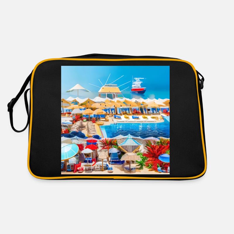 Passer des vacances ensoleillées au bord de la mer - Sac Retro - noir/or