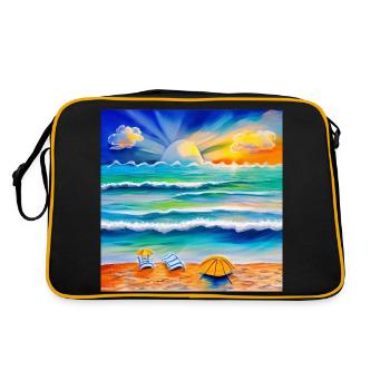 sun set at sea side - Retro Bag - black/gold - Back