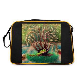 Alter Baum zu Ostern - Retro Tasche - Schwarz/Gold - Hinten