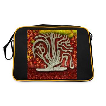 Alter Baum im Herbst - Retro Tasche - Schwarz/Gold - Hinten