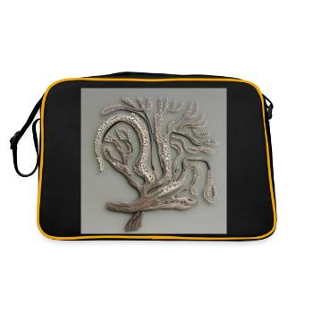 Alter blühender Baum - Retro Tasche - Schwarz/Gold - Hinten