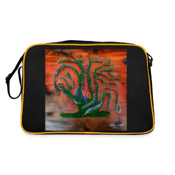 Alter Baum, aber voller Glück - Retro Tasche - Schwarz/Gold - Hinten