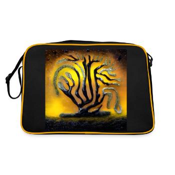 Alter Baum in der Nacht - Retro Tasche - Schwarz/Gold - Hinten