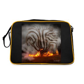 Alter Baum brennt - Retro Tasche - Schwarz/Gold - Hinten