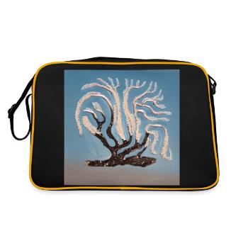 Alter blühender Baum während eines sonnigen Frühlingstages - Retro Tasche - Schwarz/Gold - Hinten