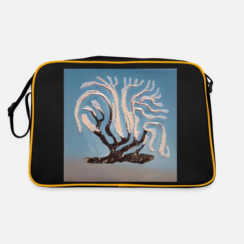 old flowering tree during sunny spring day Retro Bag
