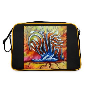 Alter Baum an sonnigen Sommertagen - Retro Tasche - Schwarz/Gold - Hinten