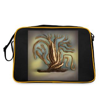 schöner alter Baum - Retro Tasche - Schwarz/Gold - Hinten