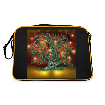 Alter Baum wartet auf Kinder und Xmast - Retro Tasche - Schwarz/Gold - Hinten