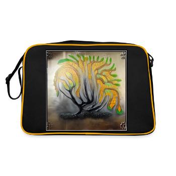 Starker alter Baum stirbt ab - Retro Tasche - Schwarz/Gold - Hinten