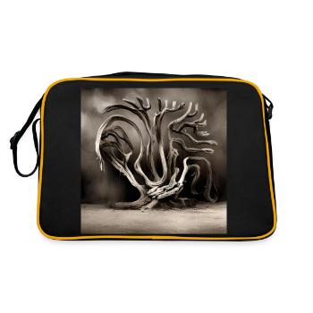 Alter Baum wartet auf die Zukunft - Retro Tasche - Schwarz/Gold - Hinten