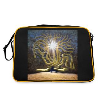 Baum steht in der Sonne - Retro Tasche - Schwarz/Gold - Hinten
