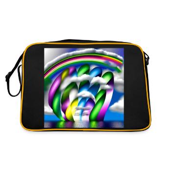 rainbow in clouds - Retro Bag - black/gold - Back