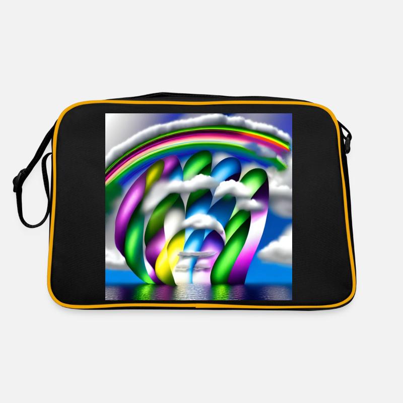 Regenbogen in Wolken Retro Tasche