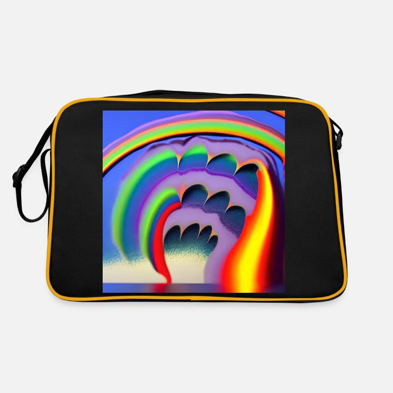 rainbow with great sun above - Retro Bag - black/gold