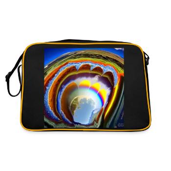 rainbow with sun from above - Retro Bag - black/gold - Back