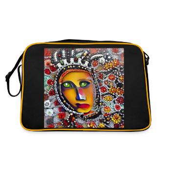 Abstract face - Retro Bag - black/gold - Back