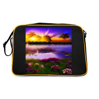 Sun setting over water - Retro Bag - black/gold - Back