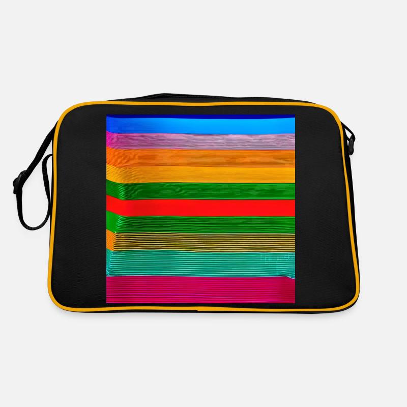 horizontal thick strips of crazy colours Retro Bag