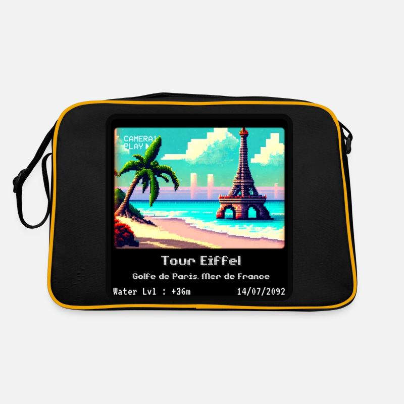 Tour Eiffel Golfe de Paris Mer de France - Sac Retro - noir/or