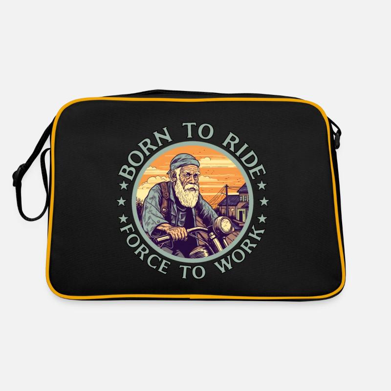 Cooler alter Biker Opa - Motorrad Opa Geschenk - Retro Tasche - Schwarz/Gold