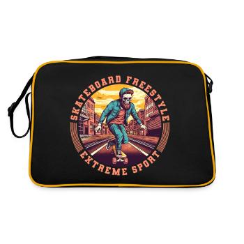 Cool Skull Skeleton Skateboard Skater - Sac Retro - noir/or - Dos