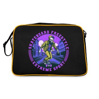 Cool Skull Skeleton Skateboard Skater - Sac Retro - noir/or - Dos