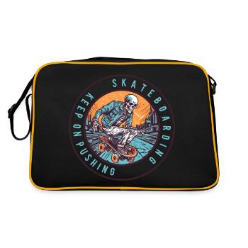 Skull Skeleton Skateboard Skater Cadeau - Sac Retro - noir/or - Dos