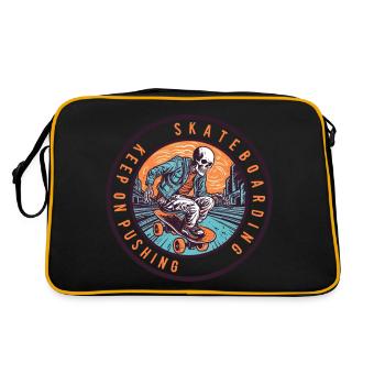 Skull Skeleton Skateboard Skater - Sac Retro - noir/or - Dos