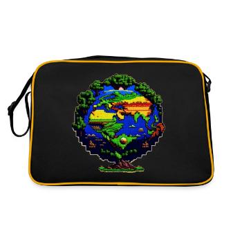 La Terre en pixel art - Sac Retro - noir/or - Dos