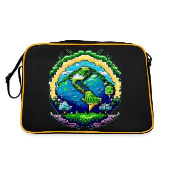 Globe in pixel art - Retro Bag - black/gold - Back
