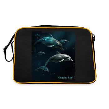 Dauphins jouant dans le récif de Ningaloo - Sac Retro - noir/or - Dos