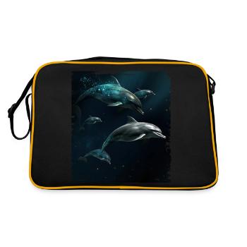 Dauphins jouant - Sac Retro - noir/or - Dos