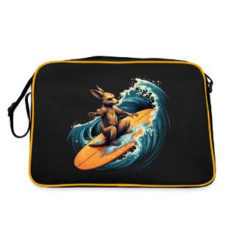 Surfing kangaroo - Retro Tasche - Schwarz/Gold - Hinten