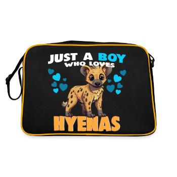 Just a Boy who Loves Hyenas - Retro Tasche - Schwarz/Gold - Hinten