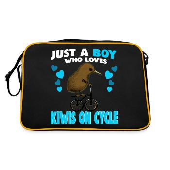 Just a Boy who Loves Kiwis on cycle - Retro Tasche - Schwarz/Gold - Hinten