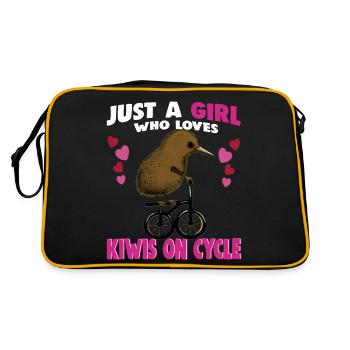 Just a Girl who Loves Kiwis on cycle - Retro Tasche - Schwarz/Gold - Hinten