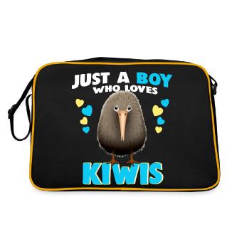 Just a Boy who Loves Kiwis - Retro Tasche - Schwarz/Gold - Hinten
