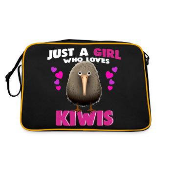 Just a Girl who Loves Kiwis - Retro Tasche - Schwarz/Gold - Hinten