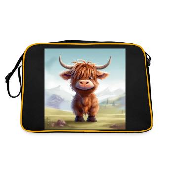 CUTE HIGHLAND COW design - Retro Bag - black/gold - Back