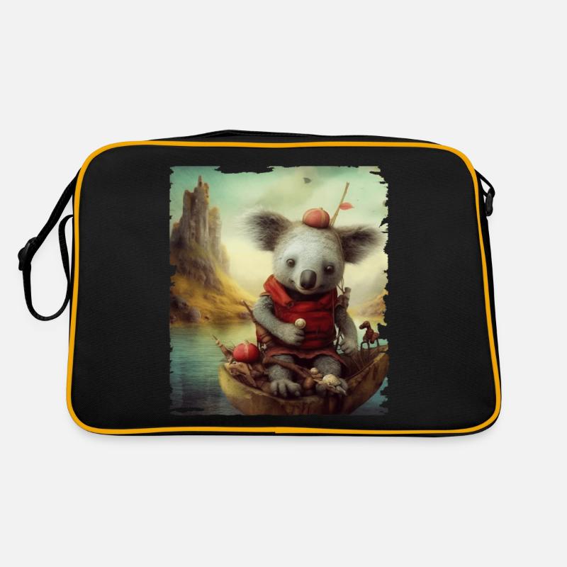 Süsser Koala im Boot Retro Tasche