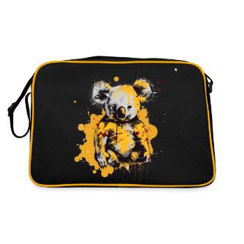 Koala in Farbklecksen - Retro Tasche - Schwarz/Gold - Hinten